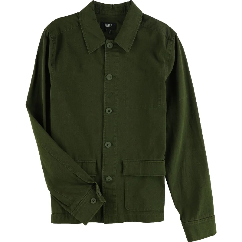 men's stylish long jackets-Paige Mens Dalton Shirt Jacket, Green, Small