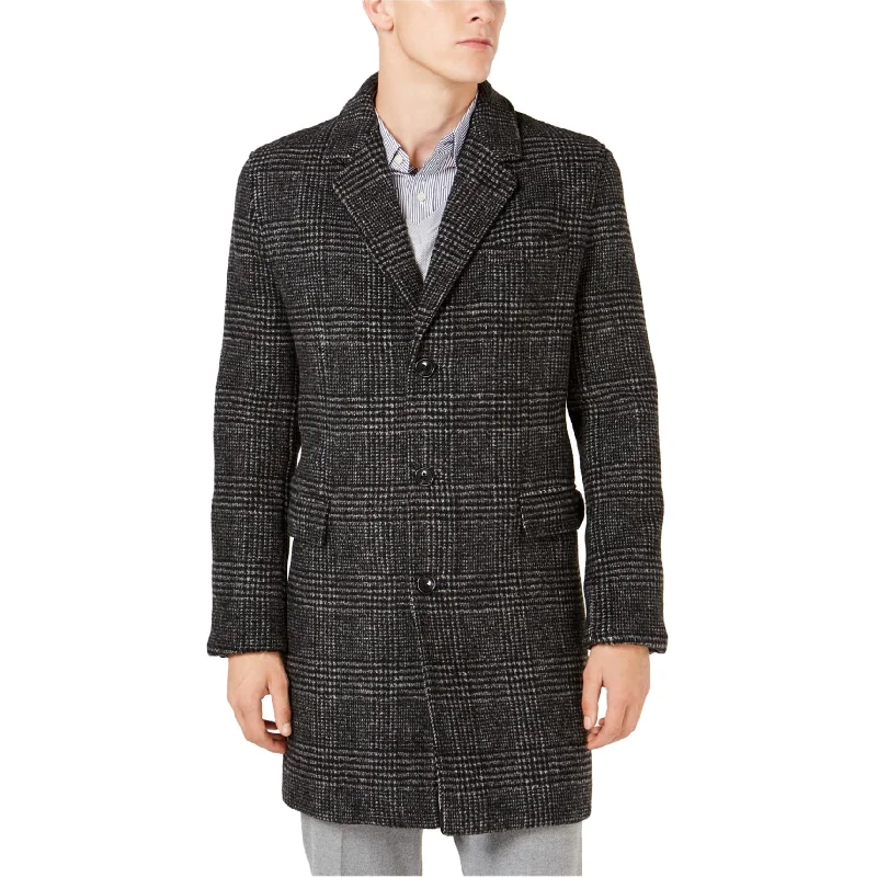 men's lightweight fleece outerwear-Michael Kors Mens Slim Fit Plaid Top Coat