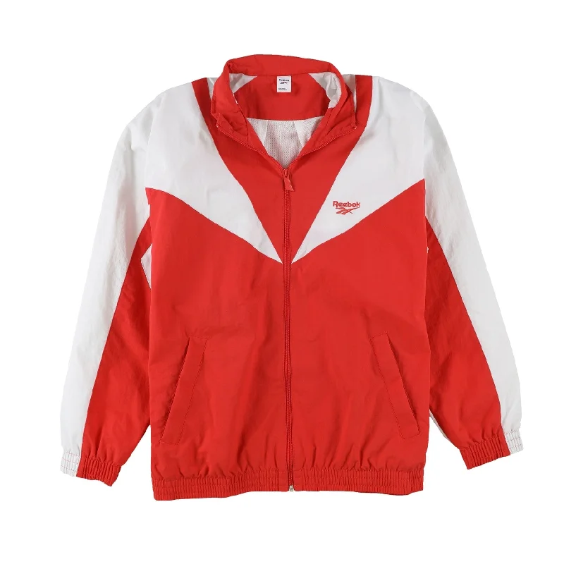 men's jackets with adjustable waistband-Reebok Mens Classics Twin Vector Track Jacket