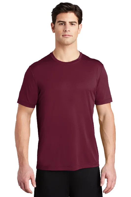 Men’s short-sleeve zen polos-Sport-Tek Mens Moisture Wicking Short Sleeve Crewneck T-Shirt - Cardinal Red