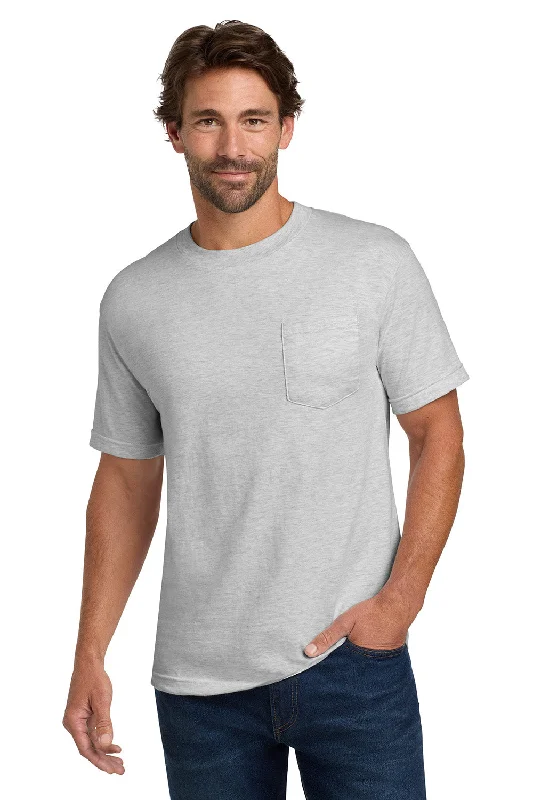 Men’s short-sleeve iconic tees-Hanes Mens Beefy-T Short Sleeve Crewneck T-Shirt w/ Pocket - Ash Grey