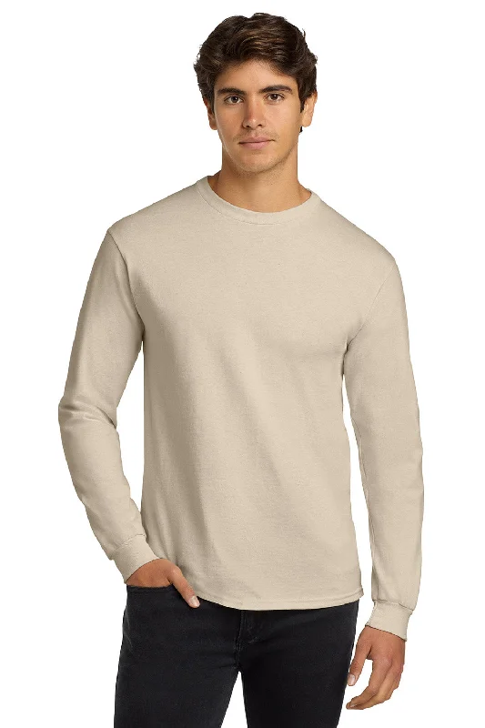 Men’s short-sleeve zenith shirts-Gildan Mens Ultra Long Sleeve Crewneck T-Shirt - Natural