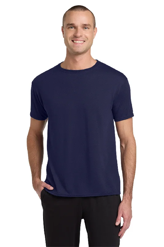 Men’s short-sleeve coastal shirts-Jerzees Mens Dri-Power Moisture Wicking Short Sleeve Crewneck T-Shirt - Navy Blue