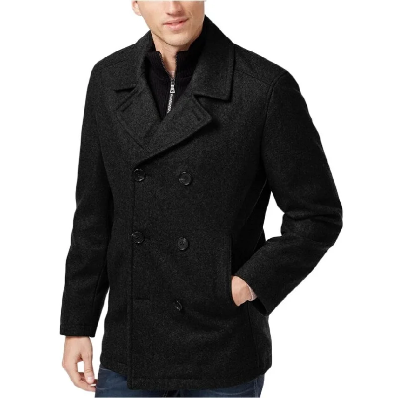 men's jackets with soft fleece material-I-N-C Mens Double Breasted Pea Coat