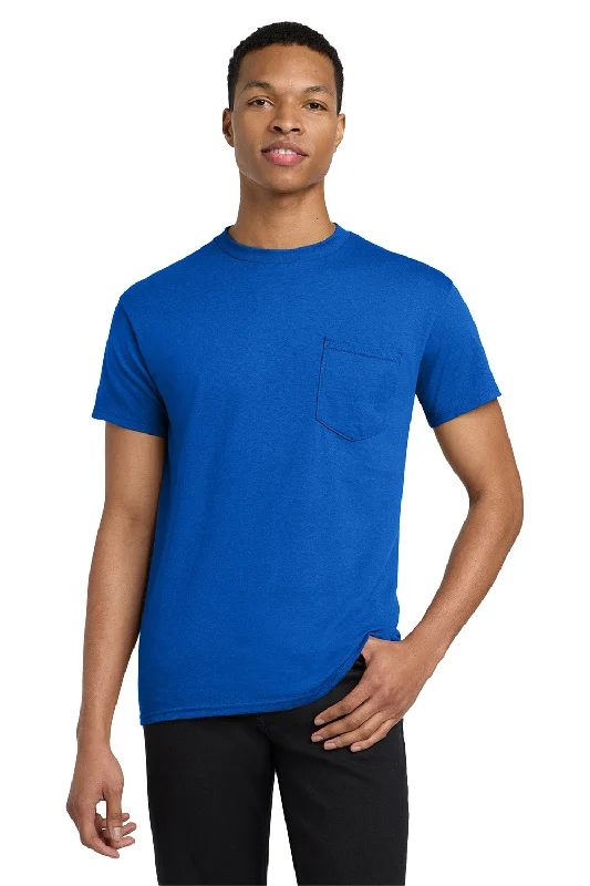 Men’s short-sleeve arch tees-Gildan Mens Short Sleeve Crewneck T-Shirt w/ Pocket - Royal Blue