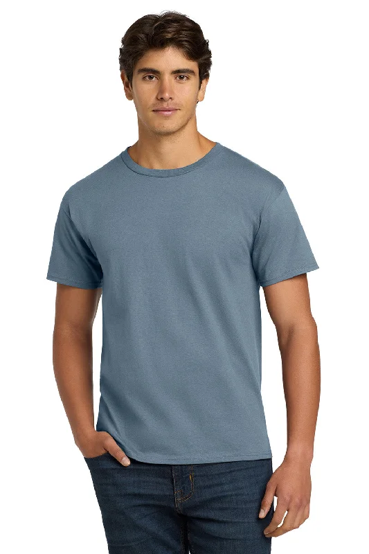 Men’s short-sleeve hunk tops-Hanes Mens ComfortSoft Short Sleeve Crewneck T-Shirt - Stonewashed Blue