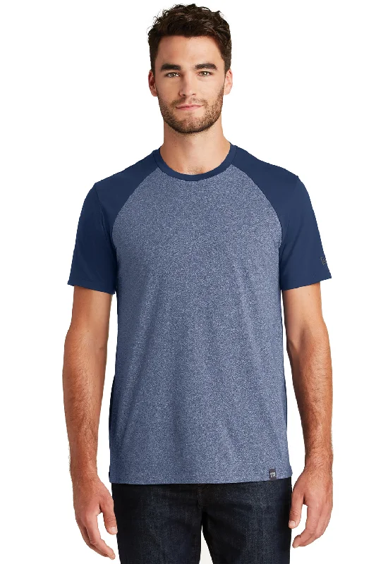 Men’s short-sleeve knit tees-New Era Mens Heritage Short Sleeve Crewneck T-Shirt - Dark Royal Blue/Royal Blue Twist