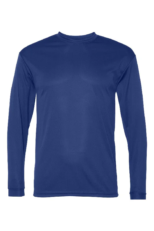 Men’s short-sleeve coastal shirts-C2 Sport Mens Performance Moisture Wicking Long Sleeve Crewneck T-Shirt - Royal Blue