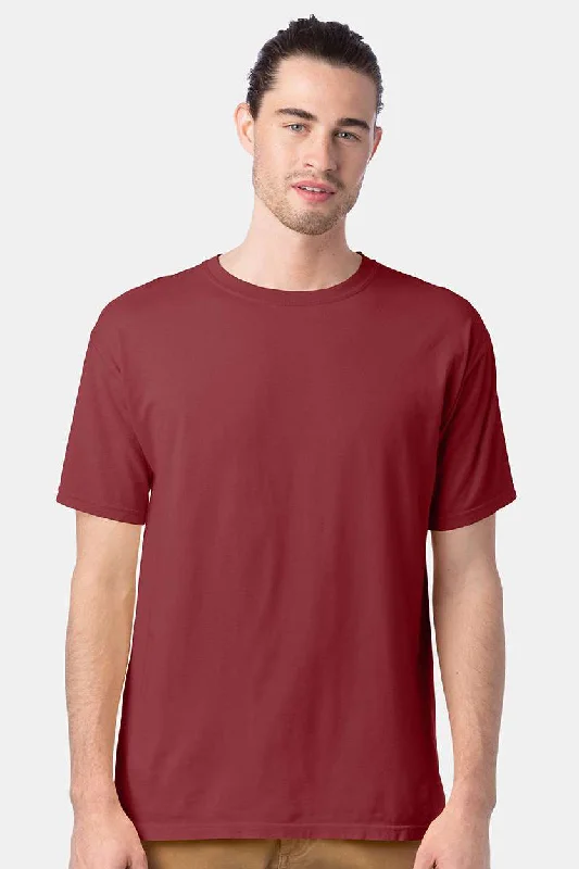 Men’s short-sleeve fizz polos-ComfortWash By Hanes Mens Short Sleeve Crewneck T-Shirt - Cayenne Red