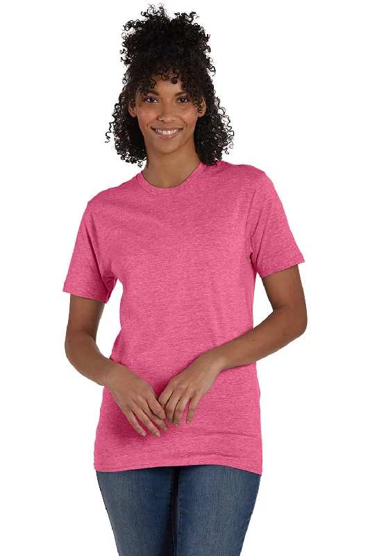 Men’s short-sleeve jade shirts-Hanes Mens Nano-T Short Sleeve Crewneck T-Shirt - Heather Wow Pink