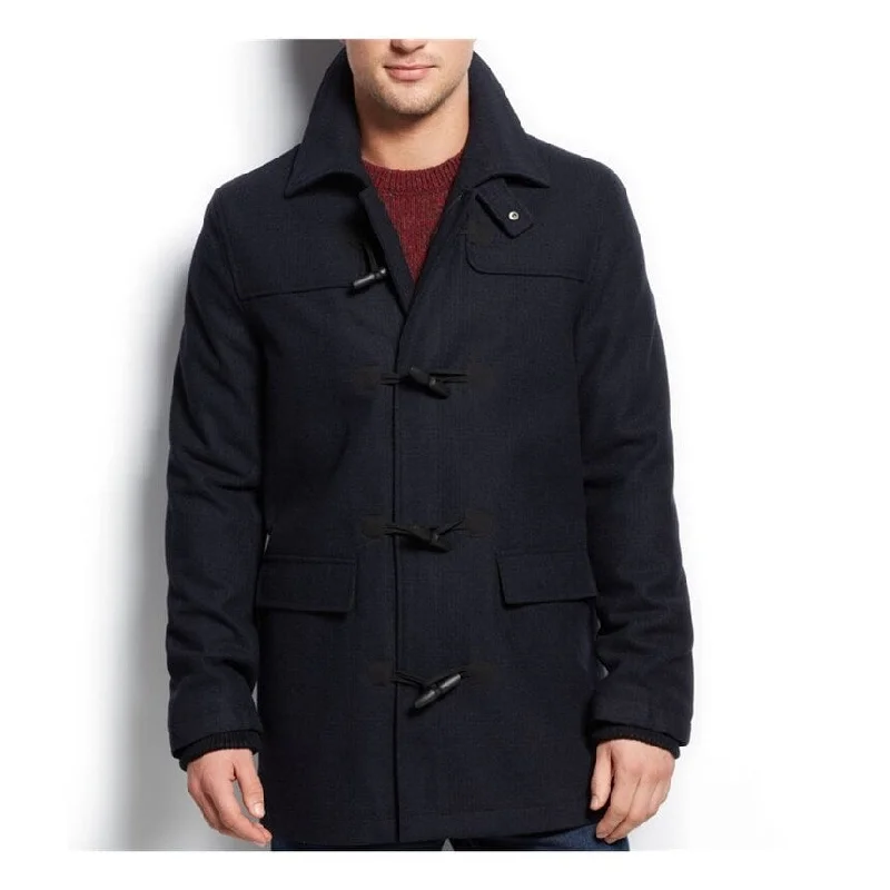 men's jackets for winter workwear-Nautica Mens Tonal Toggle Pea Coat, Blue, 40 Short