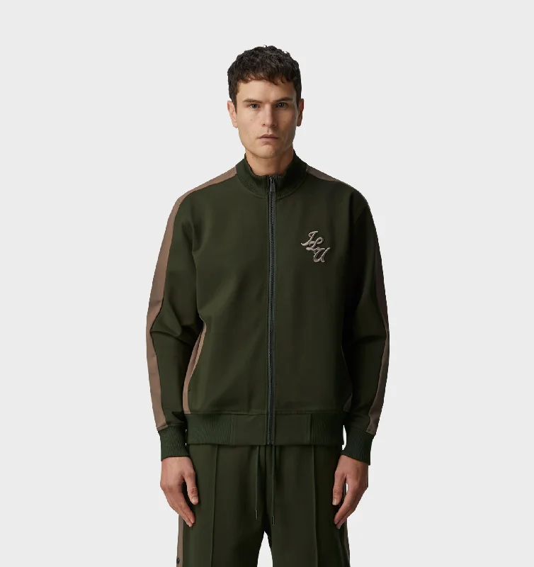 men's sleek and sporty jackets-Abel Tracksuit Jacket - Dark Green/Taupe