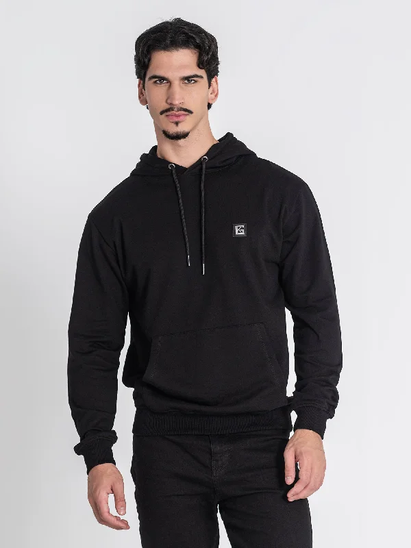 mens hoodie for post-workout comfort-Black GK Plaque Hoodie