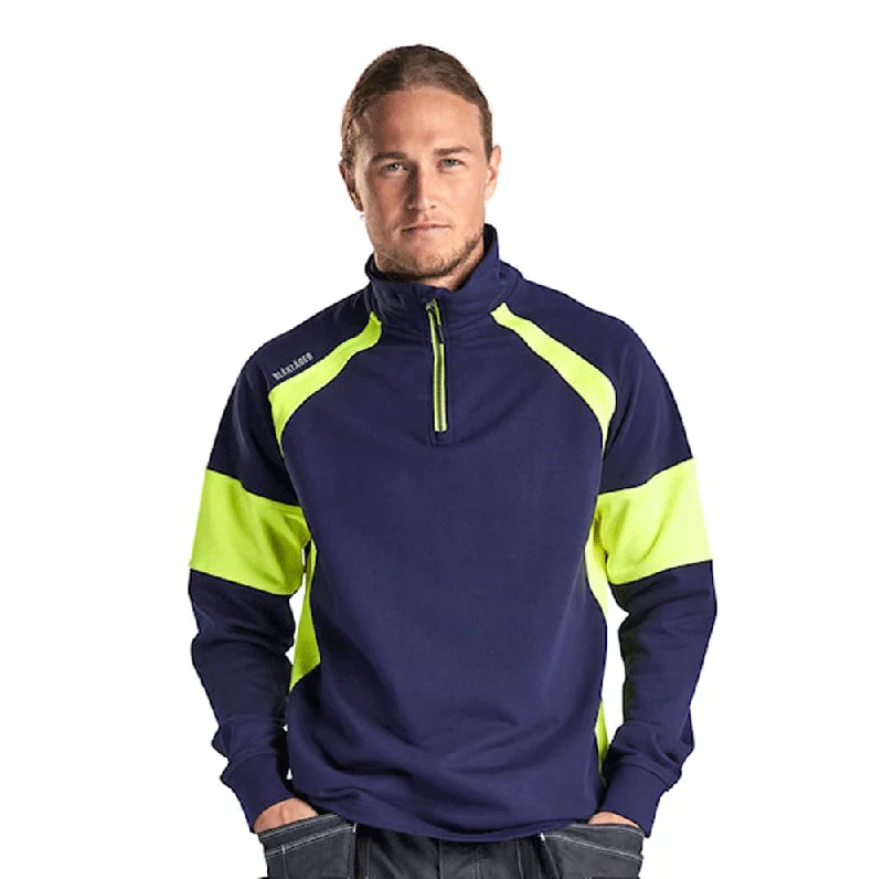 mens hoodie for everyday essentials-Blaklader 3550 1/4 Zip Sweatshirt with Hi-Vis Panels