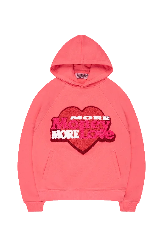 mens hoodie for summer evenings-BLAZE HEART HOODIE RED