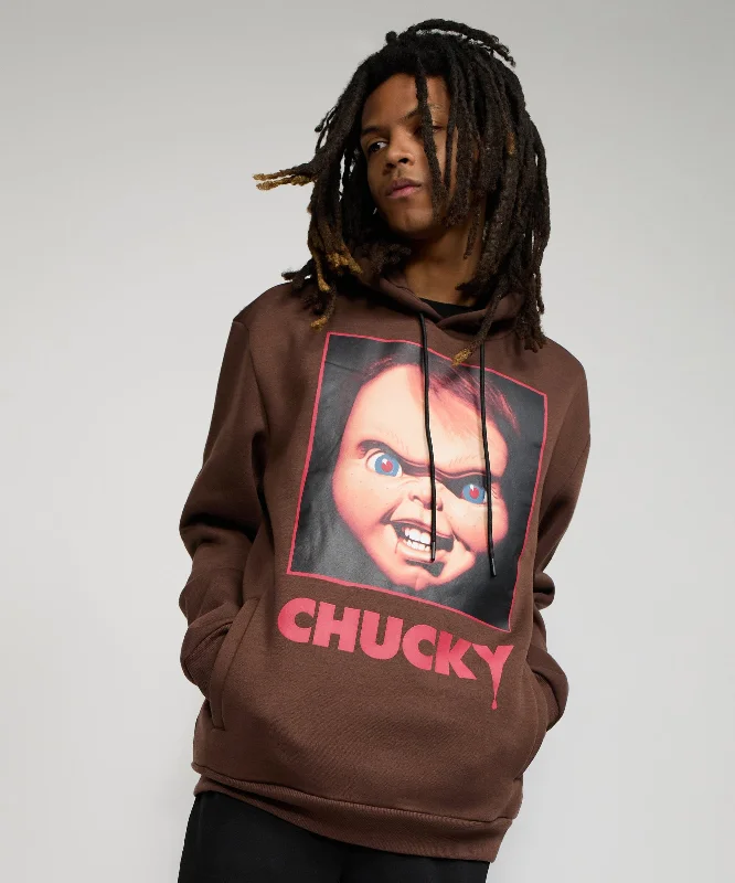 mens hoodie for casual fashionistas-Chucky Graphic Print Hoodie - Brown