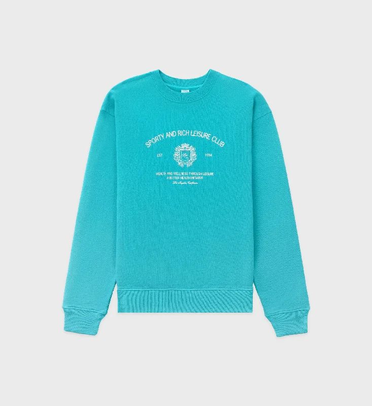 mens hoodie with dynamic street look-Crest Crewneck - Teal