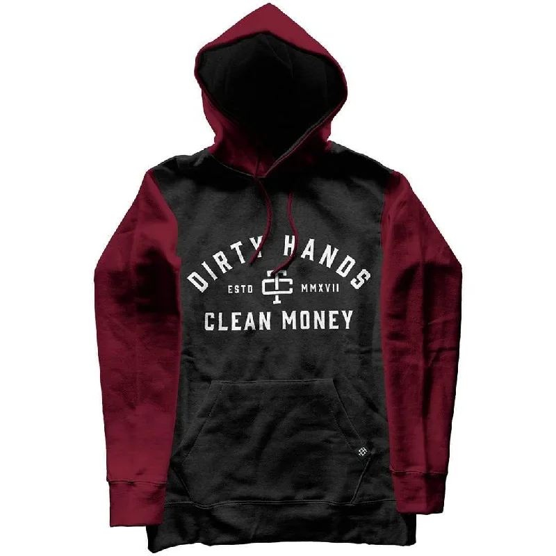 mens hoodie for everyday street style-DHCM Hoodie: Charcoal/Burgundy