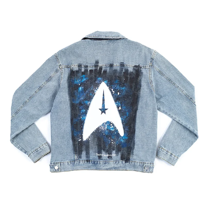 men's jackets for urban and outdoor wear-Star Trek Delta Hand-Painted Denim Jacket by Wren + Glory