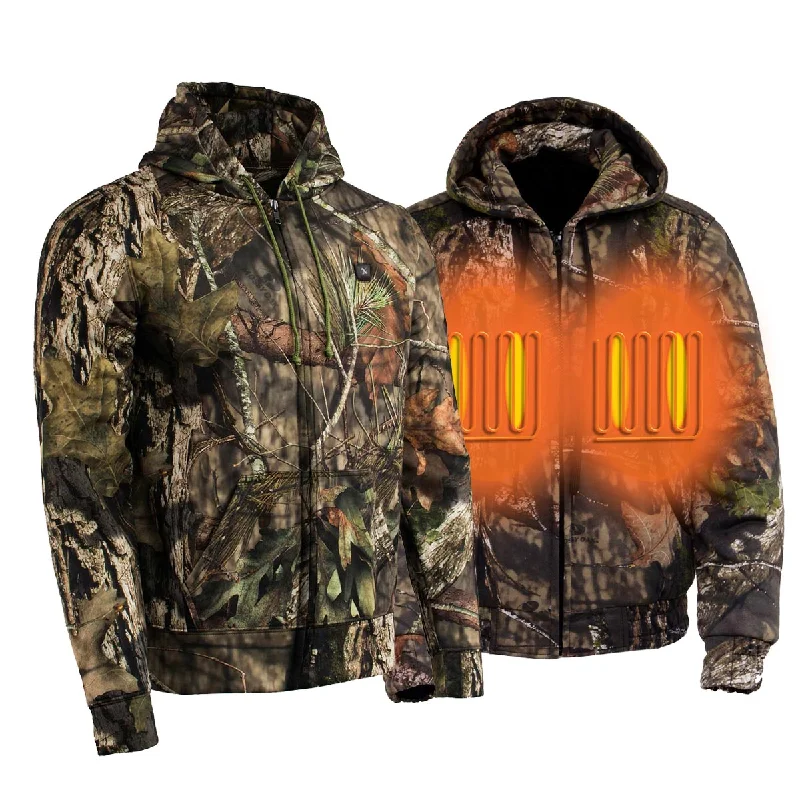 mens hoodie with multi-pocket design-Nexgen Heat NXM1776SET Men's Camouflaged Heated Zipper Hoodies - Warming Camo Hoodie for Hunting w/ Battery