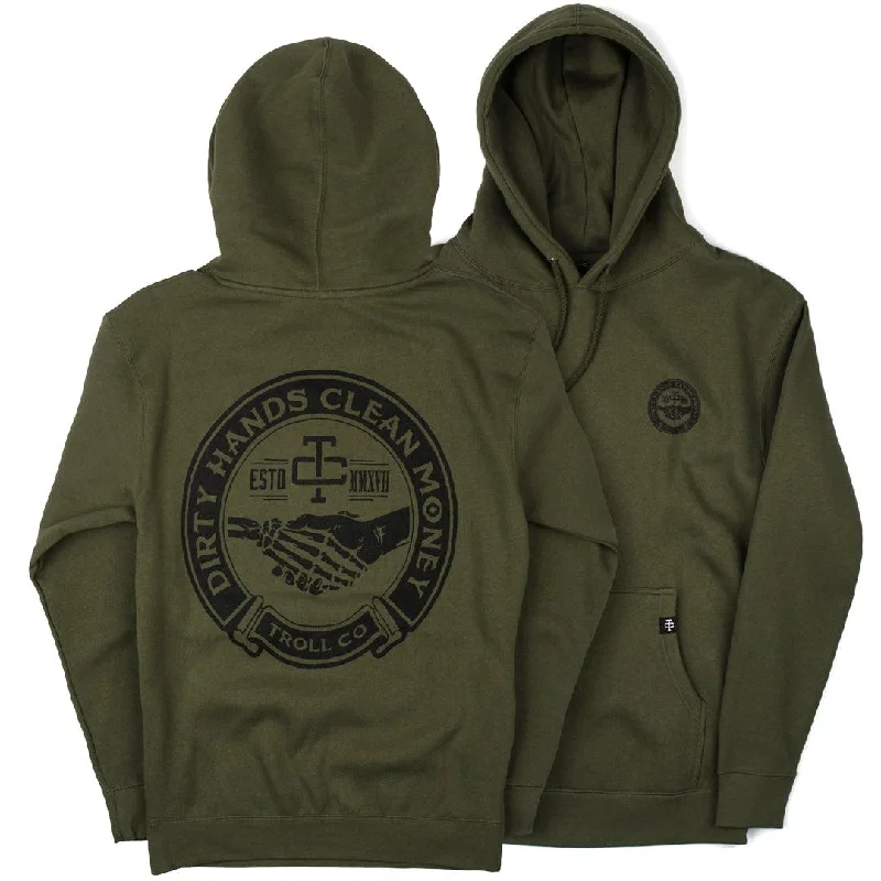 mens hoodie with warm insulating properties-Haggler Hoodie: Military Green