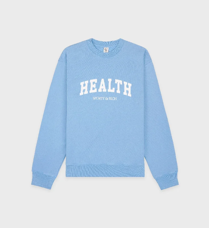 mens hoodie for cool summer nights-Health Ivy Crewneck - Atlantic/White