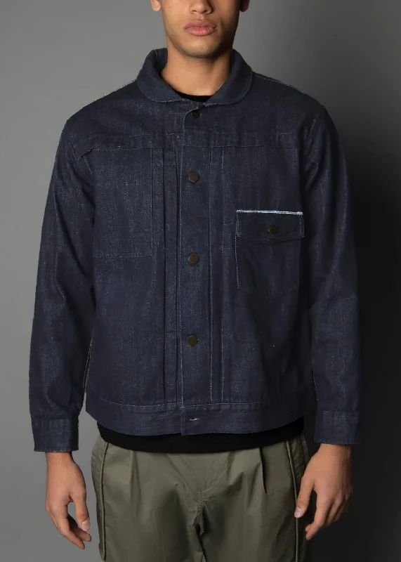 men's jackets for lightweight warmth-Indigo Selvedge Shawl Jacket