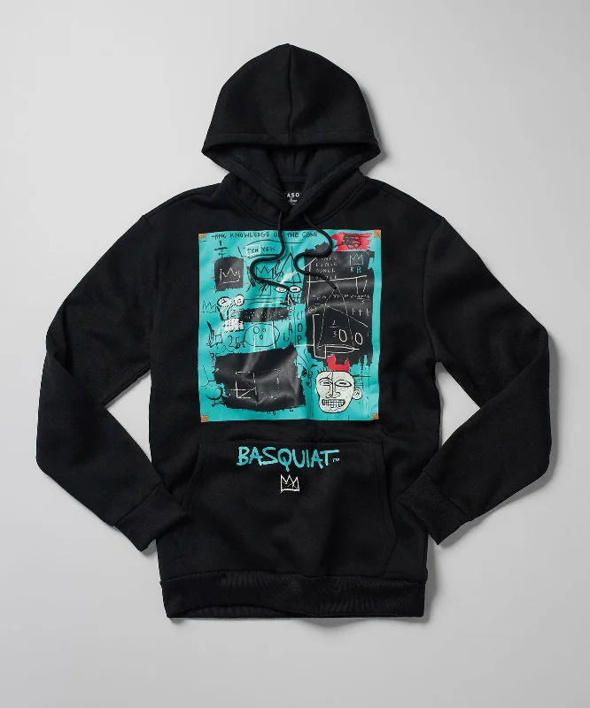 mens hoodie for relaxed streetwear look-Basquiat Equals Pi Hoodie - Black