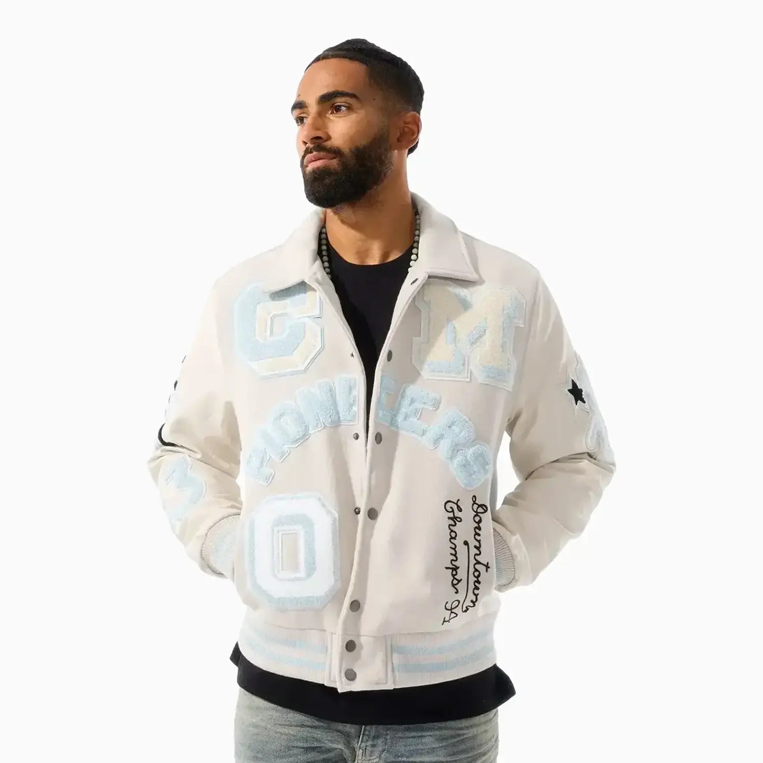 men's jackets with layered insulation-Men's Pioneers Varsity Jacket