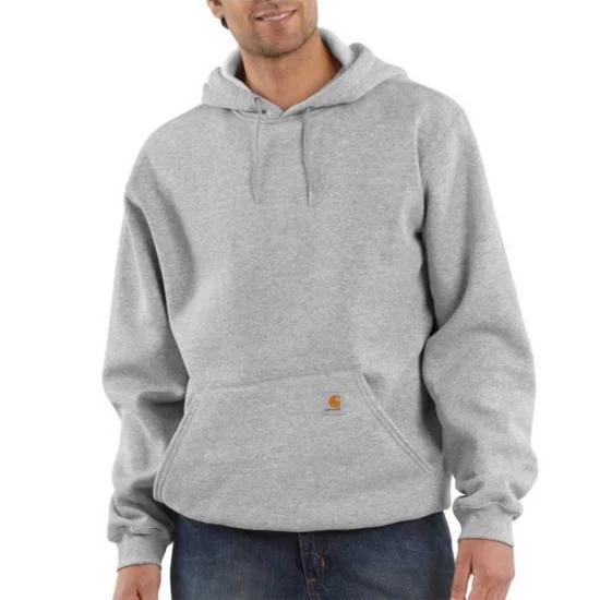 mens hoodie with zippered chest pocket-K121 Loose Fit Midweight Hoodie - Heather Grey