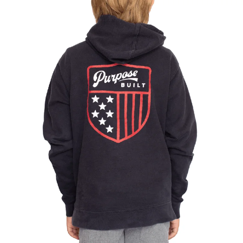 mens hoodie for classic menswear-Youth American Badge Hoodie - Navy