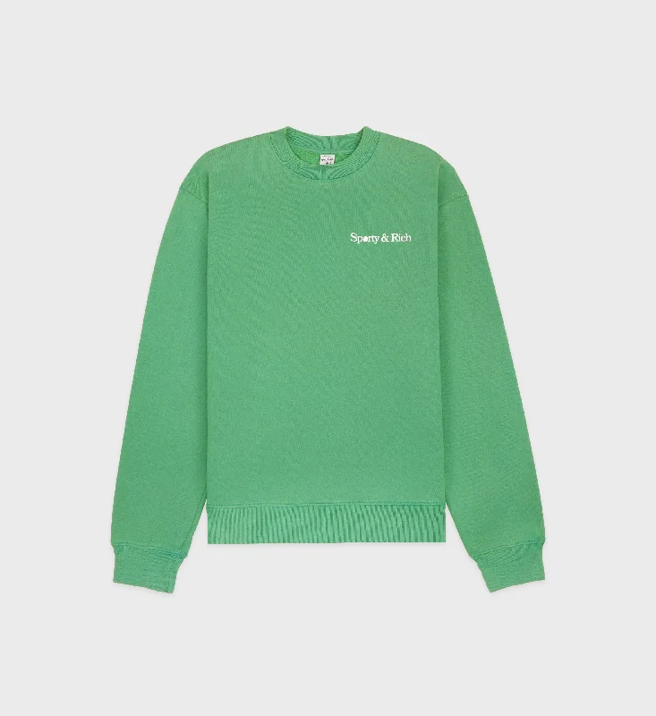 mens hoodie with bold stitching details-LA Racquet Club Crewneck - Verde/White