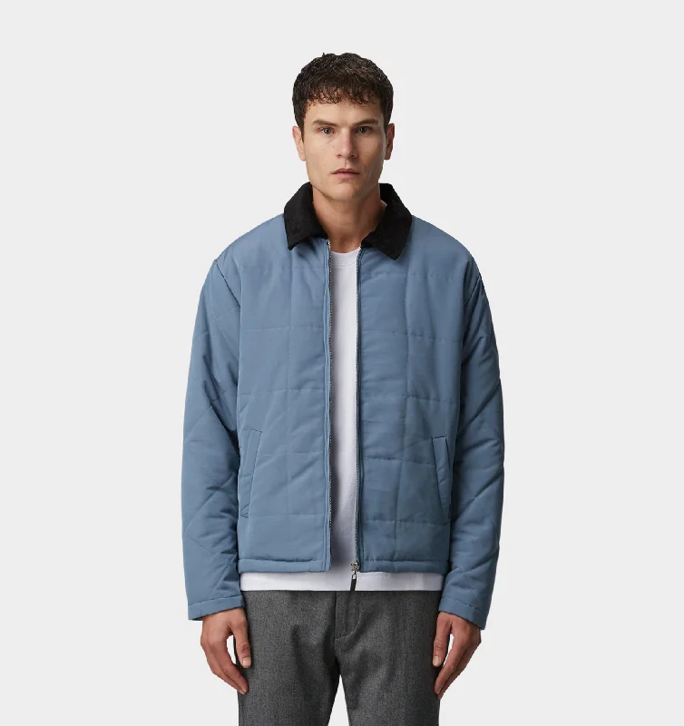 men's jackets with adjustable cuffs-Leon Quilted Jacket - Smokey Blue