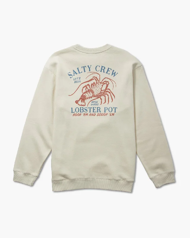 mens hoodie for classic menswear-Lobster Pot Crew Fleece - Bone