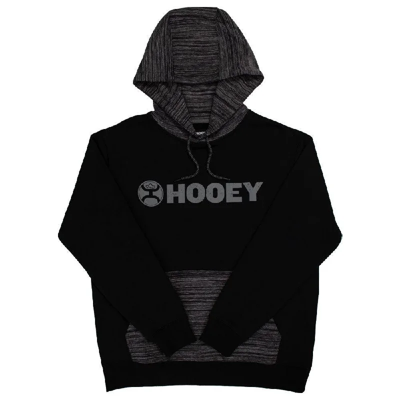 mens hoodie with performance blend fabric-Lock Up Hooey Hoodie w/Logo - Black/Grey