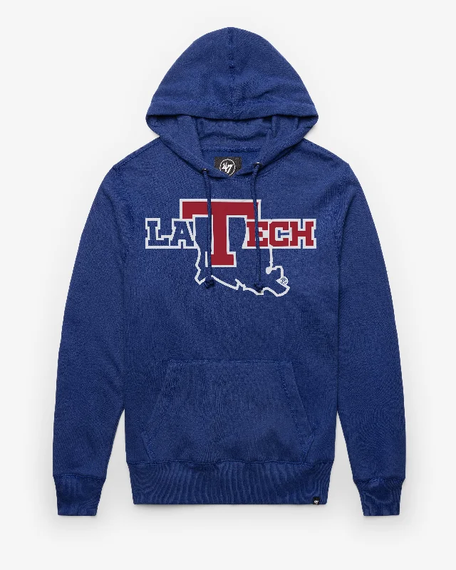 mens hoodie with zippered side pockets-LOUISIANA TECH BULLDOGS WORDMARK '47 HEADLINE HOOD