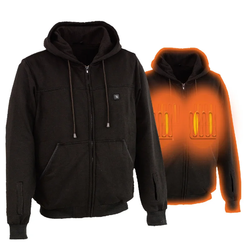 mens hoodie with dynamic look-Nexgen Heat MPM1717DUAL Technology Men's “Fiery’’ Heated Hoodie- Black Sweatshirt Jacket for Winter w/ Battery Pack