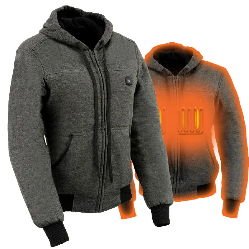 mens hoodie for everyday street style-Nexgen Heat MPL2713SET Women Grey 'Heated' Front Zipper Fiery Hoodie Jacket for Outdoor Activities w/ Battery Pack