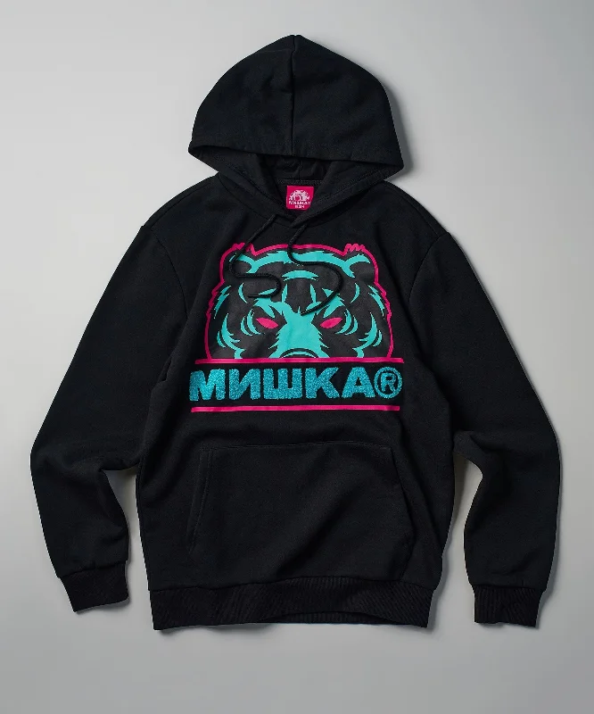 mens hoodie with sports-inspired design-Mishka Death Adders Graphic Print Embroidered Hoodie - Black