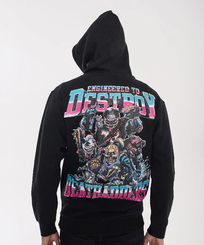 mens hoodie for smooth layering-Mishka Engineered To Destroy Back Print Hoodie - Black