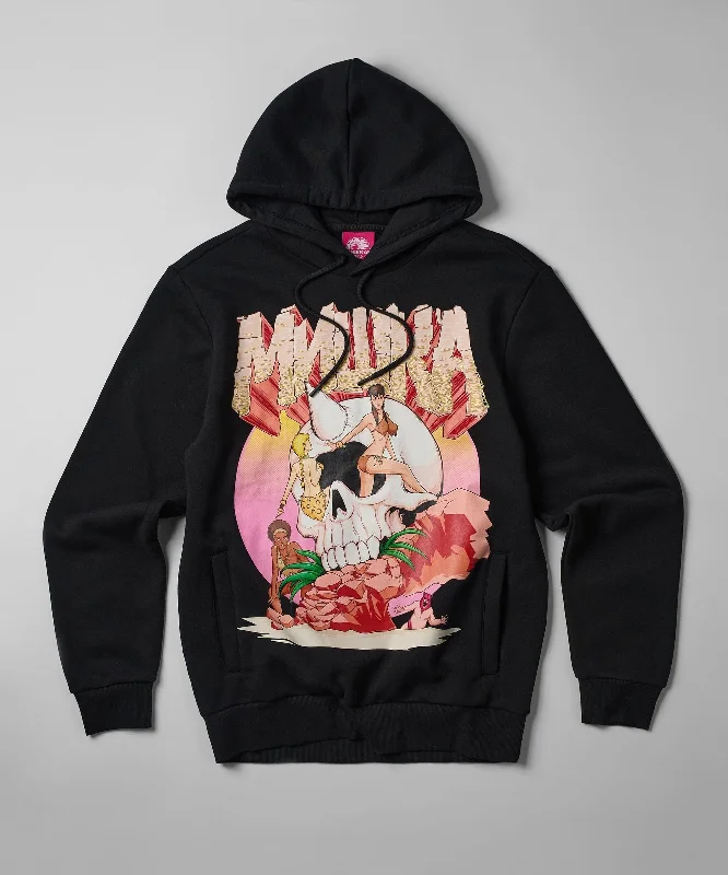 mens hoodie for pre-game wear-Mishka Graphic Print Embroidered Hoodie - Black