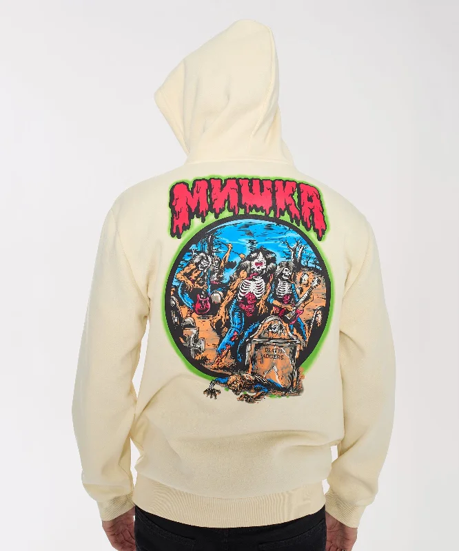 mens hoodie with contrasting details-Mishka Rock Embroidered Hoodie - Khaki