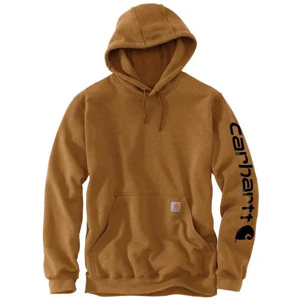 mens hoodie for summer evenings-K288 Loose Fit Midweight Logo Sleeve Graphic Hoodie - Carhartt Brown