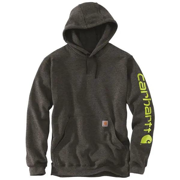 mens hoodie for walking comfort-K288 Loose Fit Midweight Logo Sleeve Graphic Hoodie - Carbon