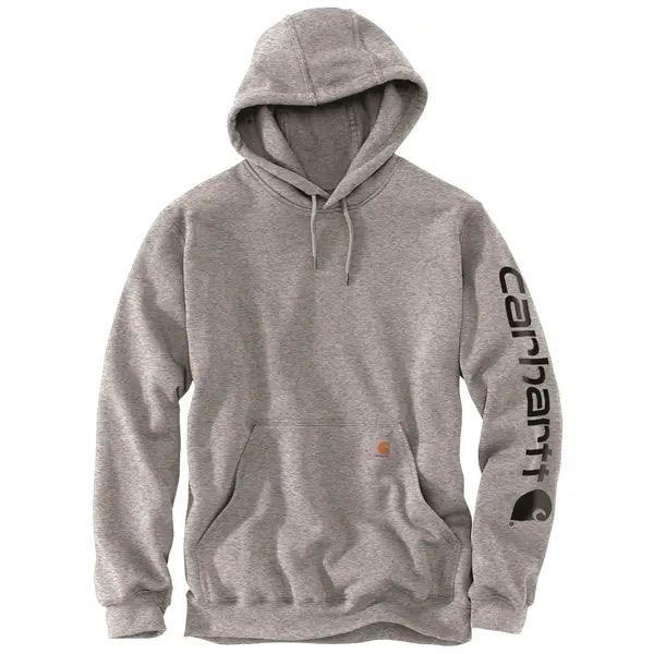 mens hoodie for mountain trips-K288 Loose Fit Midweight Logo Sleeve Graphic Hoodie - Heather Grey