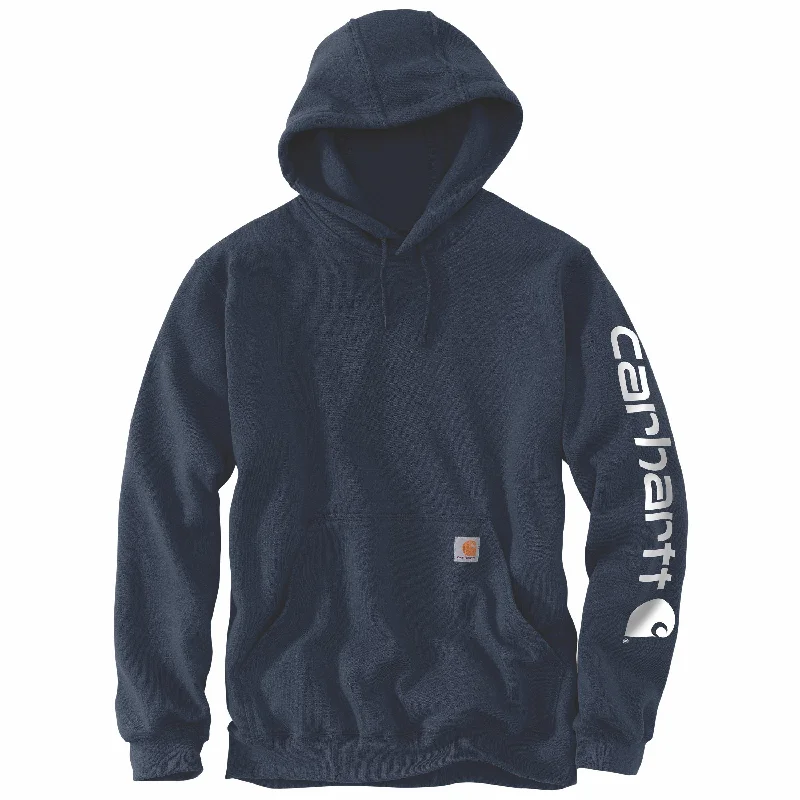 mens hoodie for stylish and cozy looks-K288 Loose Fit Midweight Logo Sleeve Graphic Hoodie - Navy