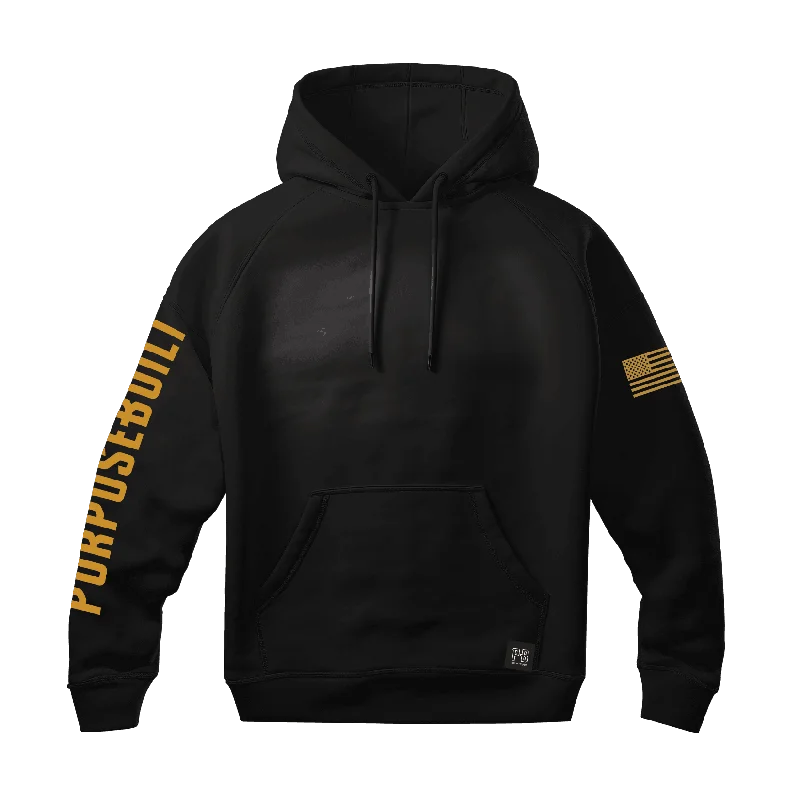 mens hoodie with long sleeve style-PB Logo Hoodie, Black & Tan