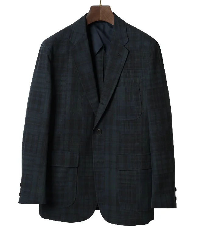 men's jackets with built-in pockets-UNCONSTRUCTED IVY JACKET CRAZY DARK MADRAS