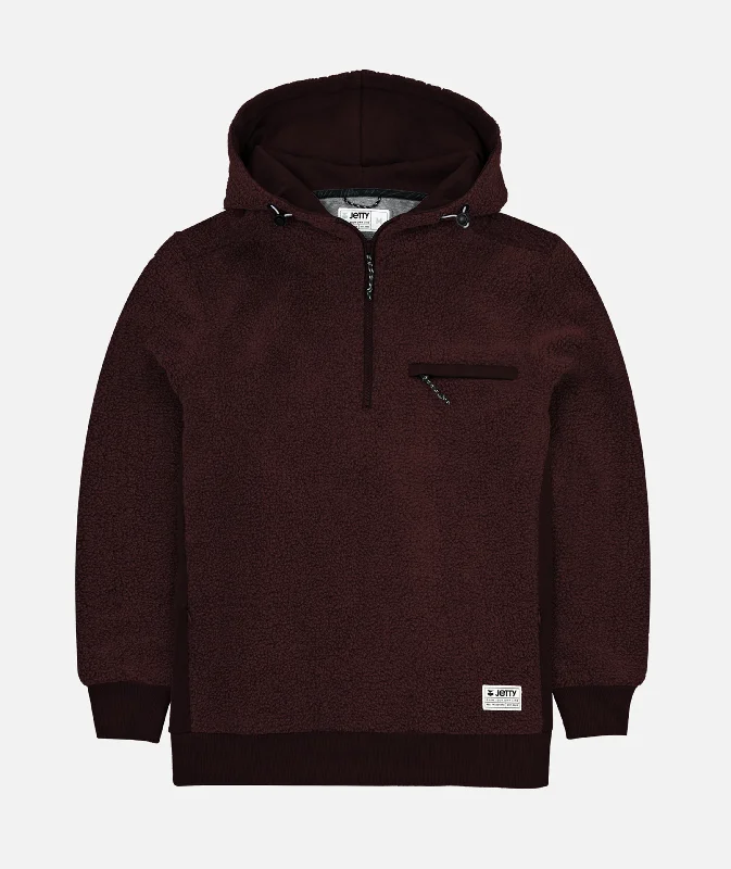 men's jackets for spring and summer-Port Sherpa Hooded Jacket - Oxblood