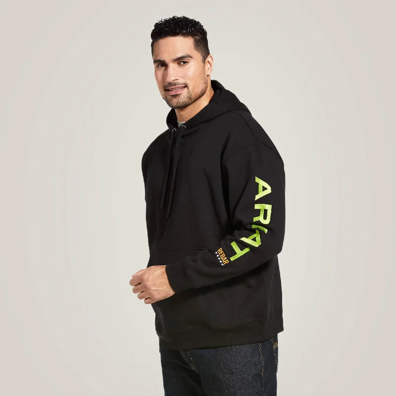 mens hoodie for outdoor style-Rebar Graphic Hoodie - Black / Lime